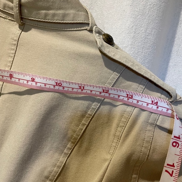 BETSEY JOHNSON khaki tan skull buttons denim jean military jacket, size 0 - Picture 9 of 13